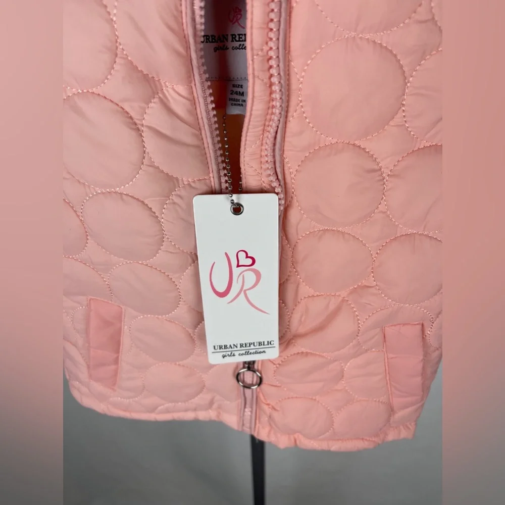 Urban Republic Pink Quilted Vest with Faux Sherpa Size 24 Months NWT